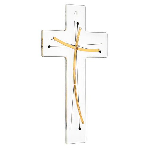 Crucifixo de parede vidro de Murano decorações ouro e preto 20x15 cm 2