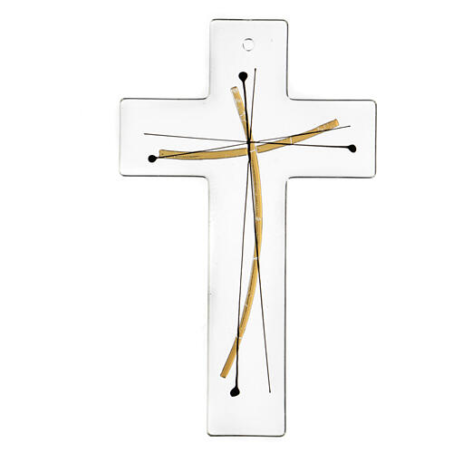 Crucifixo de parede vidro de Murano decorações ouro e preto 20x15 cm 3