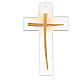 Murano glass cross with orange rays and gold 20x15 cm s1