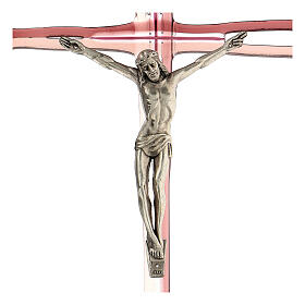 Kruzifix aus rosa Muranoglas, 30 x 20 cm