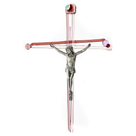 Crucifix verre de Murano rose 30x20 cm