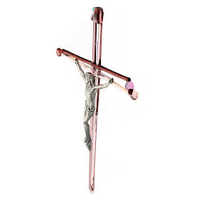 Crucifix verre de Murano rose 30x20 cm