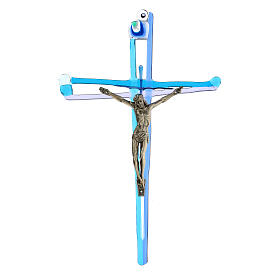 Blue crucifix of Murano glass 30x20 cm