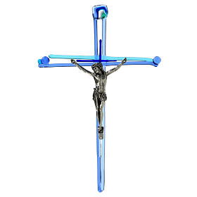 Blue crucifix of Murano glass 30x20 cm