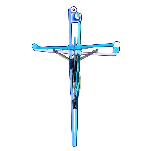 Crucifix verre de Murano bleu 30x20 cm 4