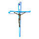 Crucifix verre de Murano bleu 30x20 cm s1