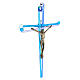 Crucifix verre de Murano bleu 30x20 cm s3