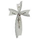 Crucifix, white and silver bow, Murano glass, 6x4 in s1