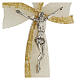 Crucifix, white and golden bow, Murano glass, 6x4 in s2