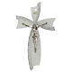 Crucifix, white and silver bow, Murano glass, 13.5x7.5 in s1