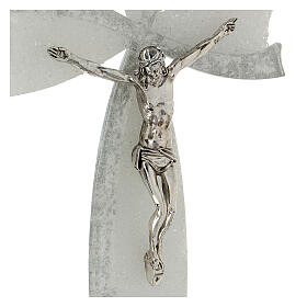 Crucifixo vidro de Murano floco branco 34x19 cm