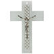 Crucifix blanc échiquier pierres et strass 15x10 cm s1