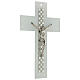Crucifix blanc échiquier pierres et strass 15x10 cm s3