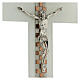Crucifix blanc échiquier cuivre pierres et strass 15x10 cm s2