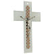 White shaped Murano glass crucifix with rhinestones 15x10 cm s3