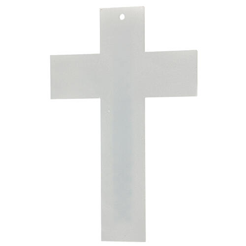 Crocifisso vetro Murano sagomato bianco strass 25x15 cm 4