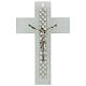 Crocifisso vetro Murano sagomato bianco strass 25x15 cm s1