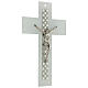 Crocifisso vetro Murano sagomato bianco strass 25x15 cm s3