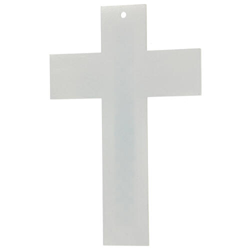 Crocifisso vetro Murano sagomato bianco strass 35x20 cm 4