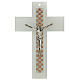 Crocifisso vetro Murano sagomato bianco strass 35x20 cm s1
