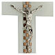 Crocifisso vetro Murano sagomato bianco strass 35x20 cm s2