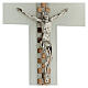 Crucifixo vidro de Murano branco decoração cor cobre e prata 34x21,8 cm s2