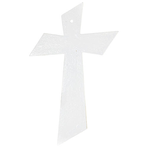 Modern crucifix with diagonal edges, golden Murano glass, 13.5x7 in 4