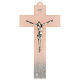 Crucifix verre de Murano dégradé rose-gris 35x20 cm s1