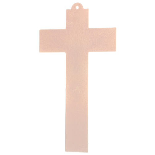 Crocifisso vetro Murano sagomato rosa 35x20 4