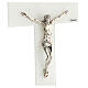 White crucifix with silver tinge, Murano glass, 13.5x7 in s2