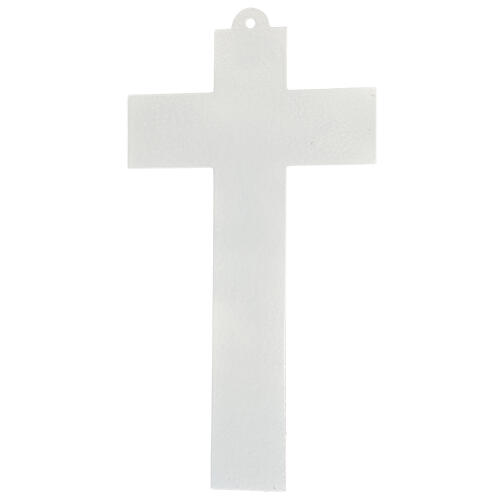 Crocifisso vetro Murano sagomato bianco 35x20 4