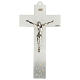 Crucifixo vidro Murano branco base prateada 34x18,3 cm s1