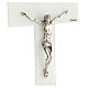 Crucifixo vidro Murano branco base prateada 34x18,3 cm s2