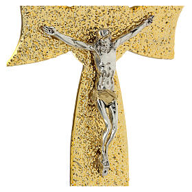 Crocifisso vetro Murano fiocco oro 15x10 cm