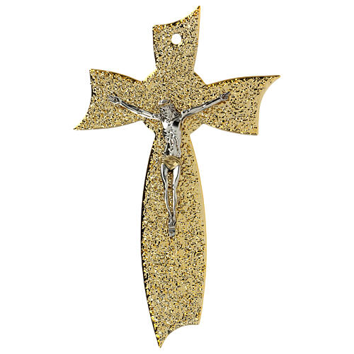 Crucifixo vidro de Murano laço dourado 16x9 cm 1