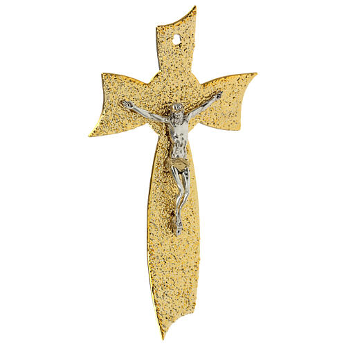Crucifixo vidro de Murano laço dourado 16x9 cm 3