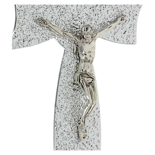 Crucifix, silver bow, Murano glass, 13.5x7.5 in 5