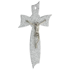 Crucifix verre Murano noeud argent avec bulles 35x20 cm