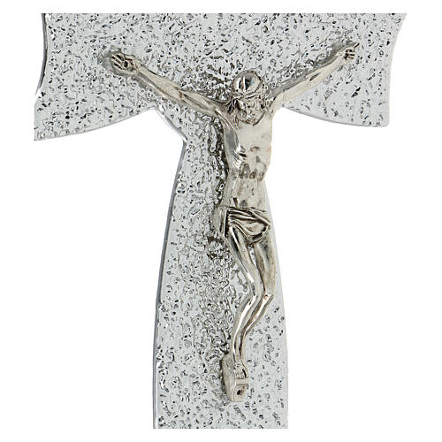 Crucifix verre Murano noeud argent avec bulles 35x20 cm 5