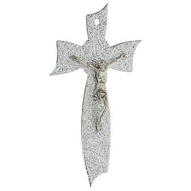 Crucifixo vidro de Murano laço prateado 34x19 cm