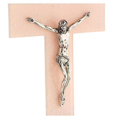 Pink crucifix with silver tinge, Murano glass, 9x5.5 in 2
