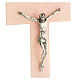 Crucifixo vidro Murano cor-de-rosa base prateada 23x13,9 cm s2