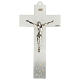 White crucifix with silver tinge, Murano glass, 9x5.5 in s1