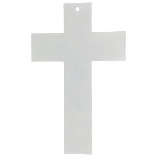 White crucifix with flowers and rhinestones, Murano glass, 13.5x8.5 in 4