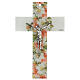 White crucifix with flowers and rhinestones, Murano glass, 13.5x8.5 in s1