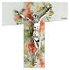 White crucifix with flowers and rhinestones, Murano glass, 13.5x8.5 in s2