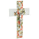 White crucifix with flowers and rhinestones, Murano glass, 13.5x8.5 in s3