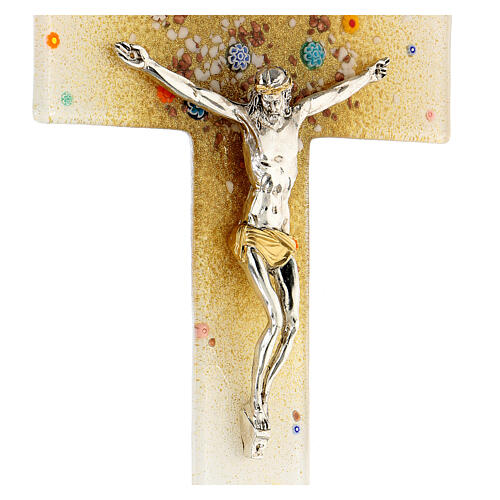 Crucifix dégradé or-blanc avec murrine verre de Murano 35x20 cm 2