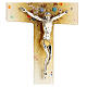 Crucifix dégradé or-blanc avec murrine verre de Murano 35x20 cm s2