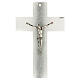 White crucifix with silver shading line, Murano glass, 6x4 in s1